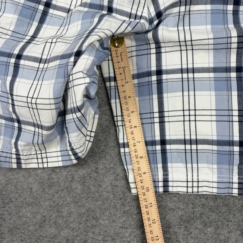 Eddie Bauer Cargo Shorts Mens 40 Blue White Plaid Cotton Outdoor Hiking‎ Utility